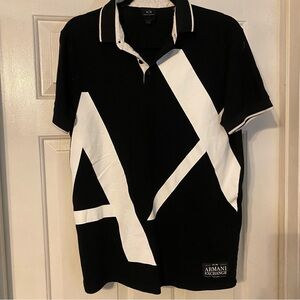 Armani Exchange Bold Black and White Polo Excellent condition